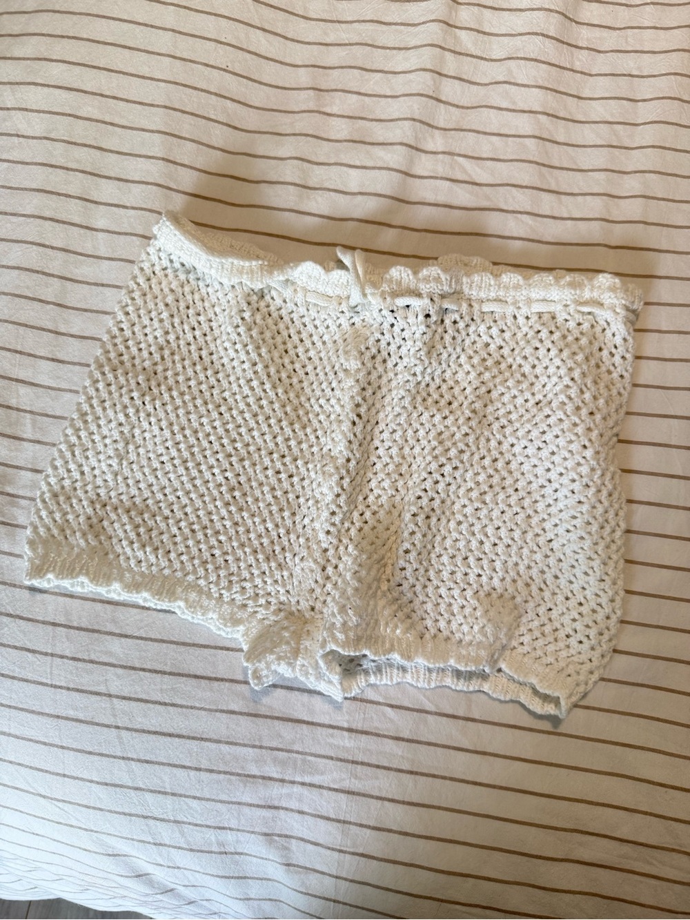 White Crochet Knit Women’s Shorts